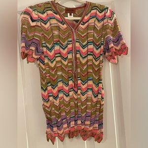 Vintage Missoni knit short sleeved scalloped edge sweater